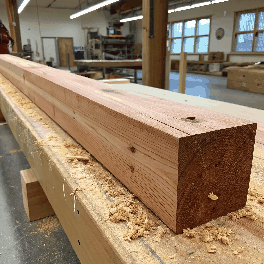 Close-up of structural carpentry and framing
