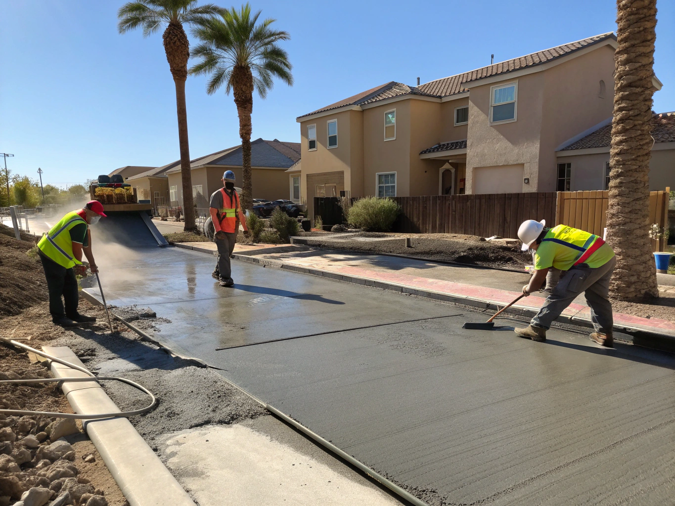 Concrete driveway pour